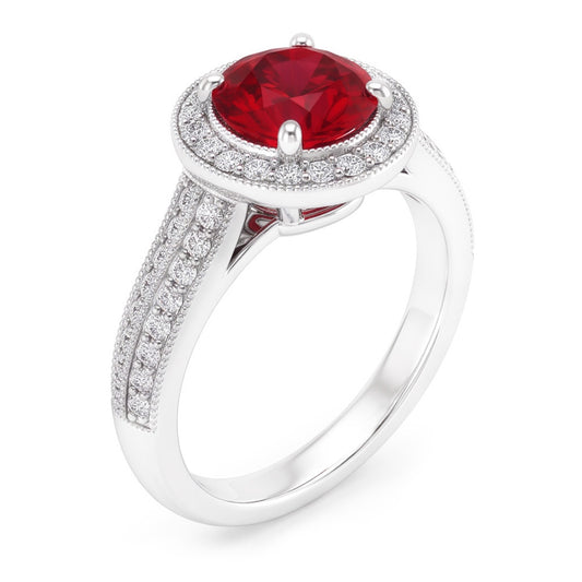 Round Cut Red Sapphire Natural Earth Mined Diamond ( Not Lab Grown ) Ring White Gold Jewelry 1.5 Carats