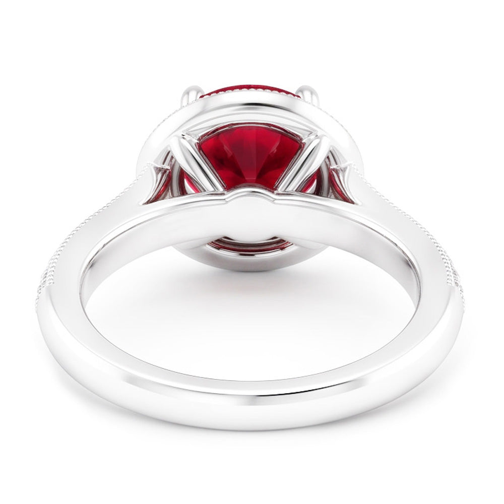 Round Cut Red Sapphire Natural Earth Mined Diamond ( Not Lab Grown ) Ring White Gold Jewelry 1.5 Carats