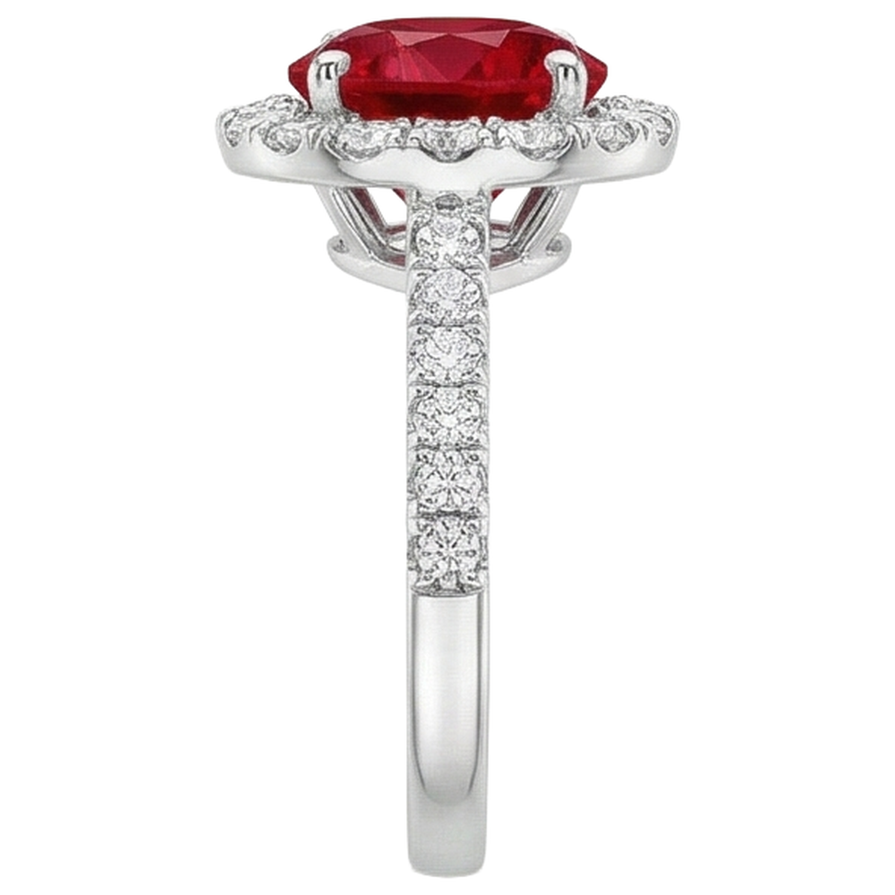 Round Cut Ruby And Natural Earth Mined Diamond ( Not Lab Grown )s 4.50 Ct Wedding Ring 14K White Gold