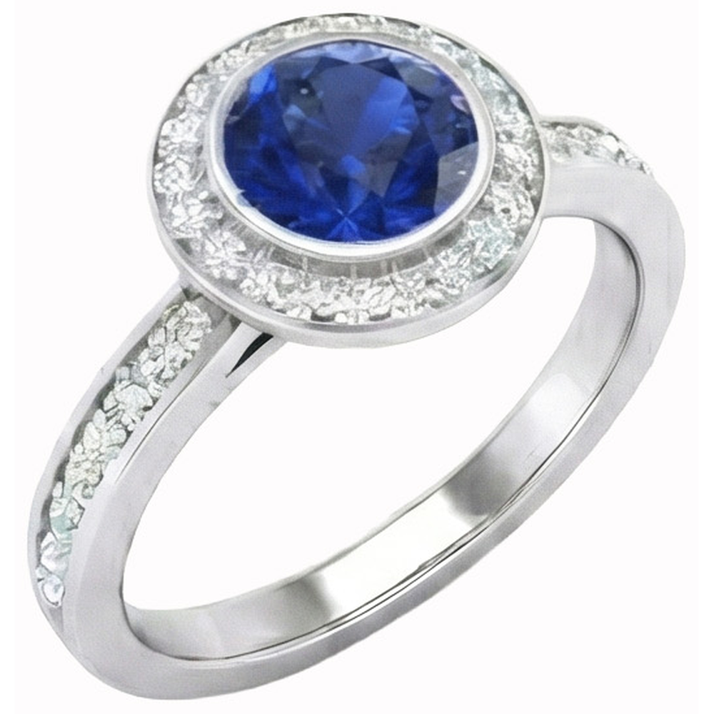 natural round sapphire 2.40ct ring front view