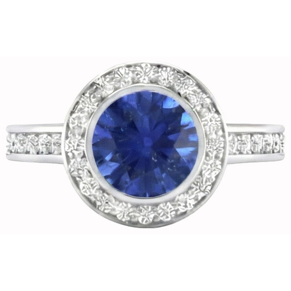 natural round sapphire 2.40ct ring side angle