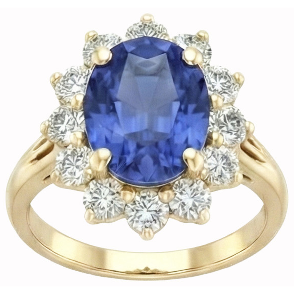 Round Cut Sri Lanka Blue Sapphire Natural Earth Mined Diamond ( Not Lab Grown ) s 3 Ct Ring