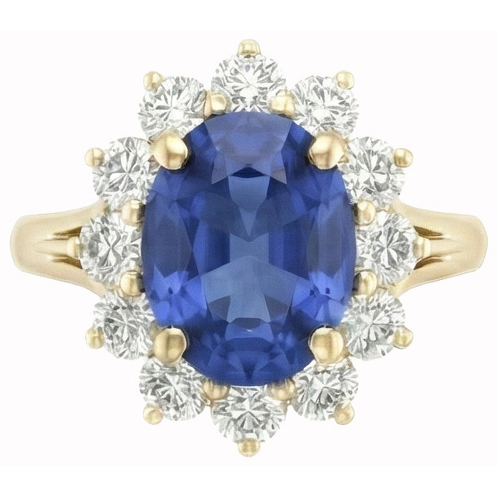 Round Cut Sri Lanka Blue Sapphire Natural Earth Mined Diamond ( Not Lab Grown ) s 3 Ct Ring