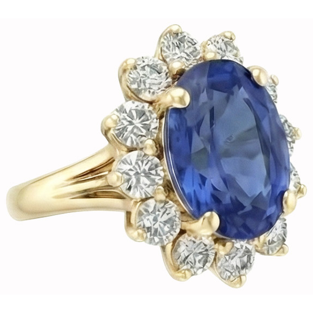 Round Cut Sri Lanka Blue Sapphire Natural Earth Mined Diamond ( Not Lab Grown ) s 3 Ct Ring