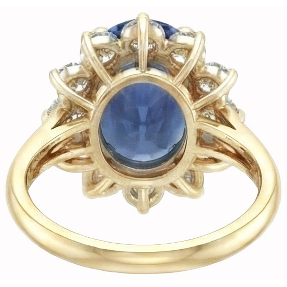 Round Cut Sri Lanka Blue Sapphire Natural Earth Mined Diamond ( Not Lab Grown ) s 3 Ct Ring