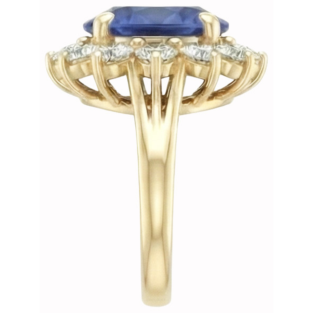 Round Cut Sri Lanka Blue Sapphire Natural Earth Mined Diamond ( Not Lab Grown ) s 3 Ct Ring