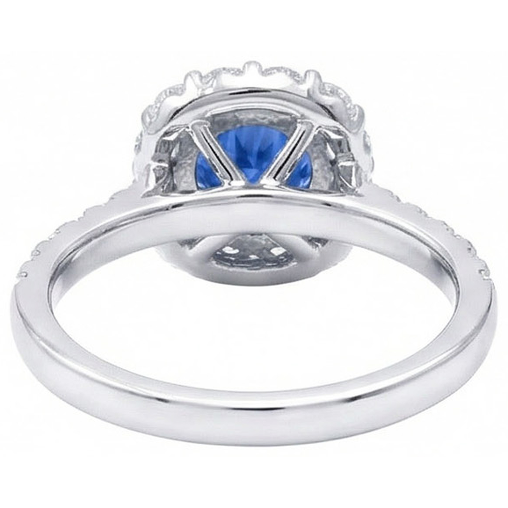 Round Cut Sri Lanka Sapphire Natural Earth Mined Diamond ( Not Lab Grown )  Ring Gold 14K 1.50 Carats