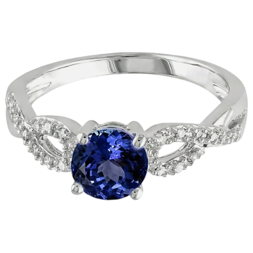 Round Cut Tanzanite 3.50 Carats Natural Earth Mined Diamond ( Not Lab Grown ) s Fancy Ring White Gold 14K
