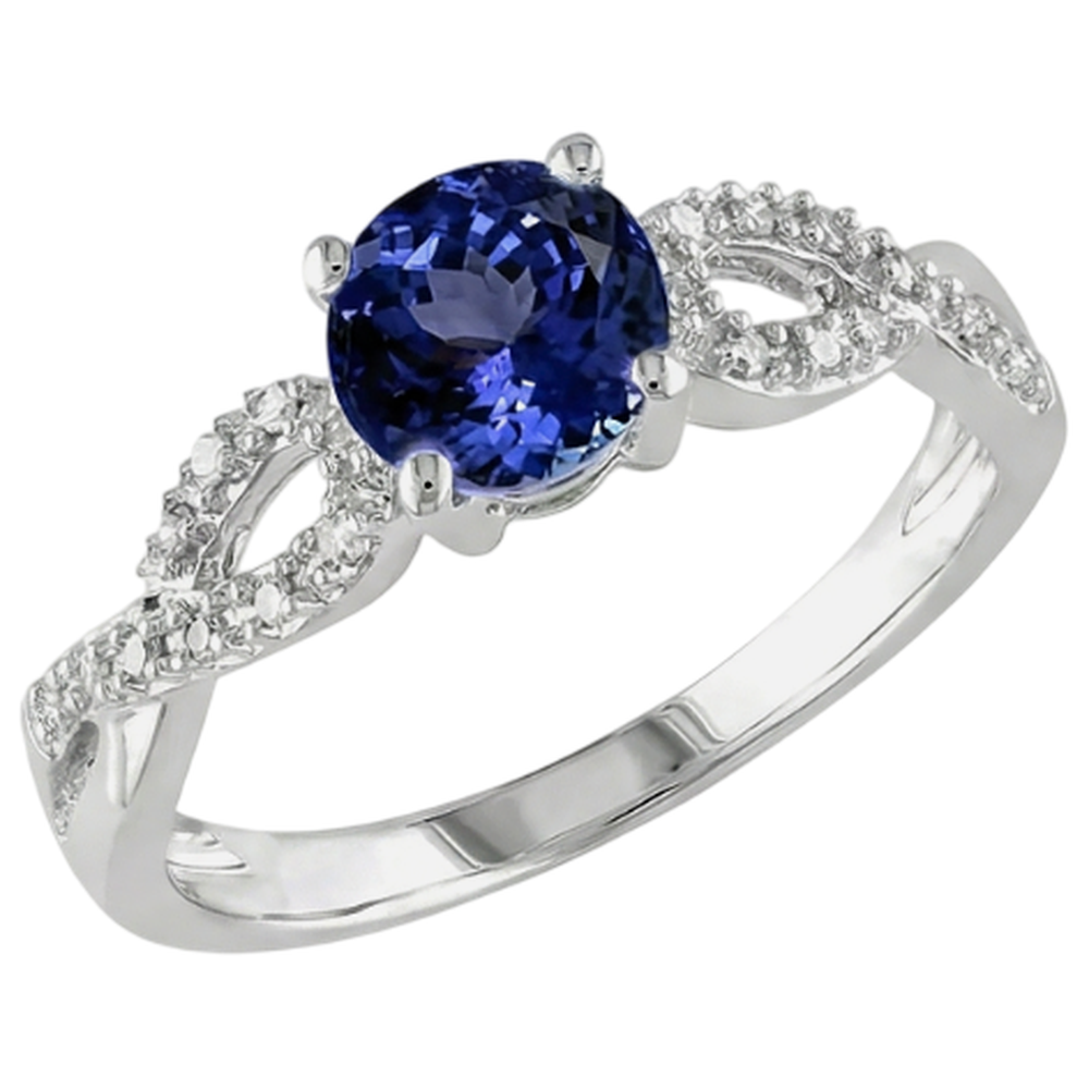 Round Cut Tanzanite 3.50 Carats Natural Earth Mined Diamond ( Not Lab Grown ) s Fancy Ring White Gold 14K