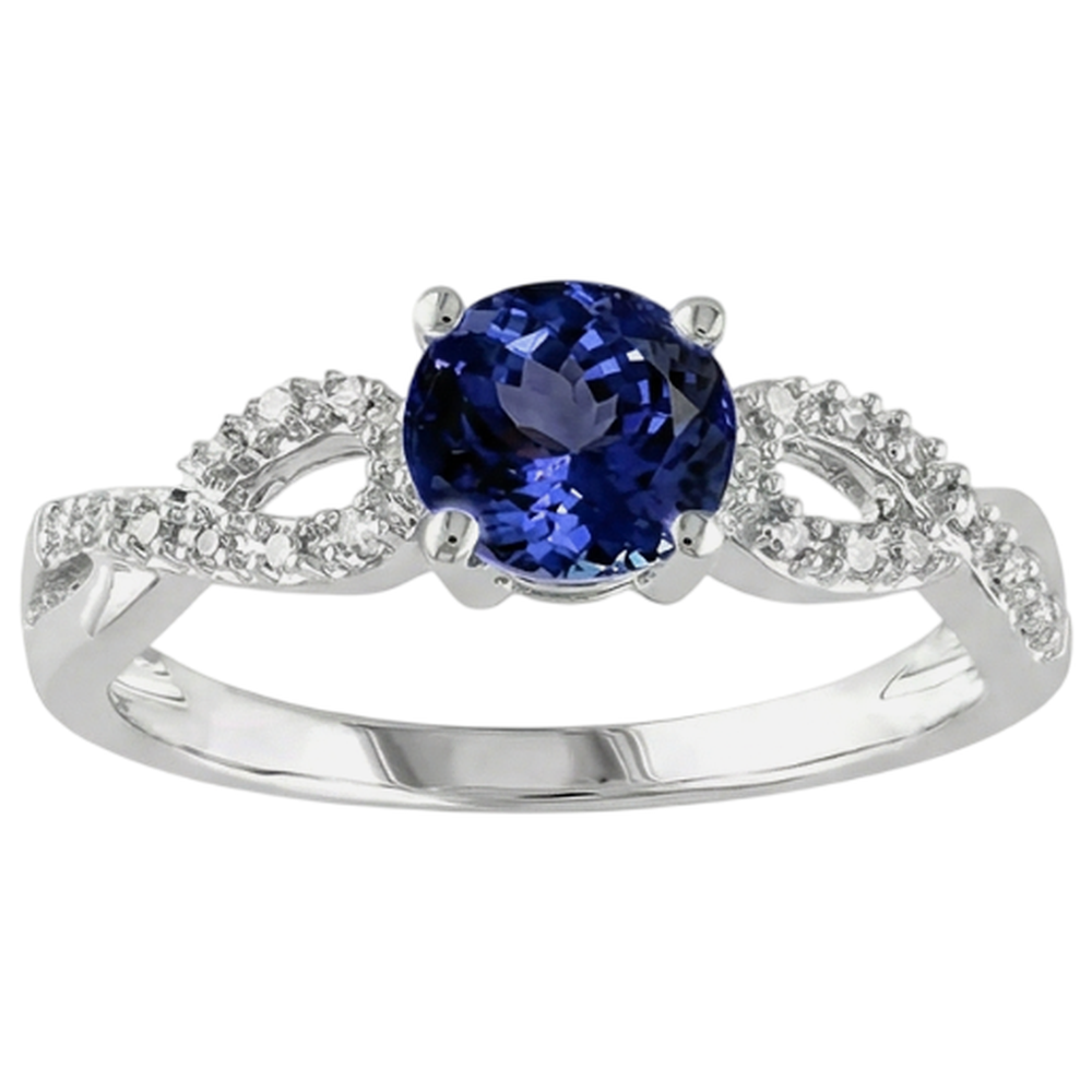Round Cut Tanzanite 3.50 Carats Natural Earth Mined Diamond ( Not Lab Grown ) s Fancy Ring White Gold 14K