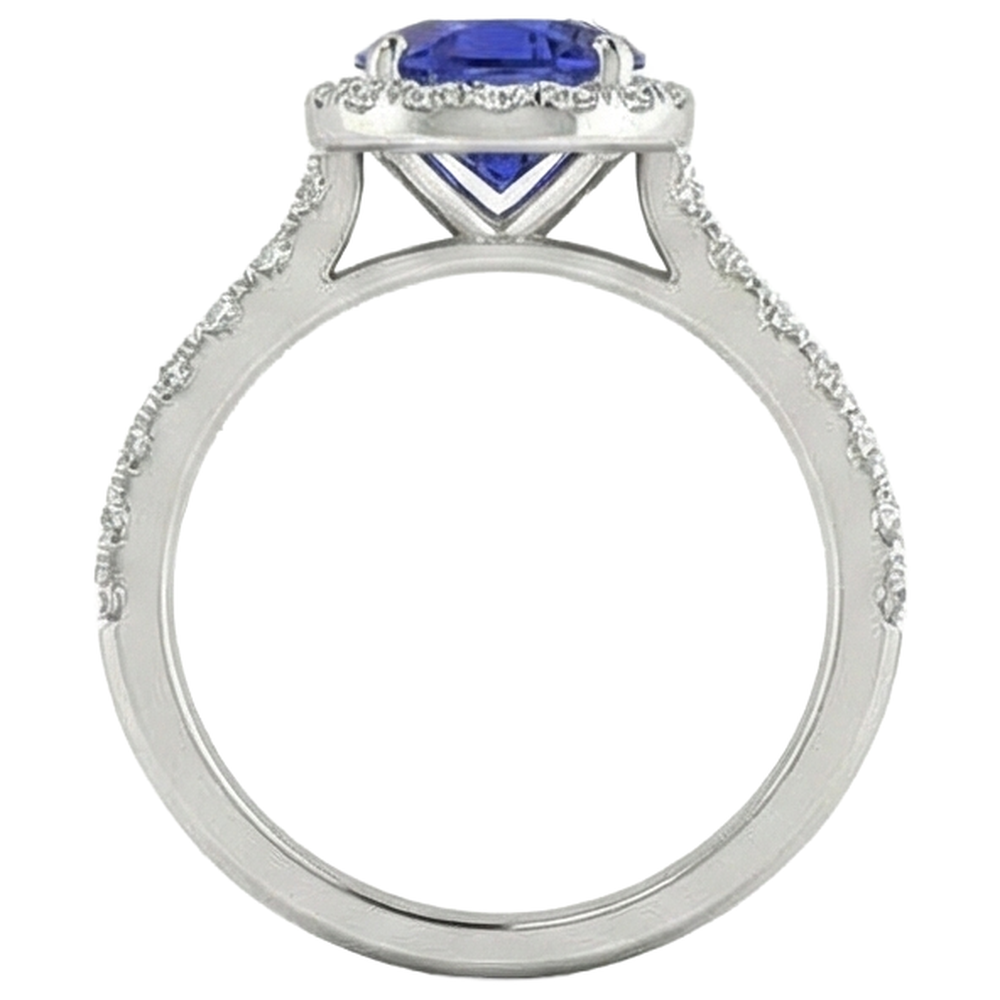 Round Cut Tanzanite And Natural Earth Mined Diamond ( Not Lab Grown )s 11 Ct Ring White Gold 14K