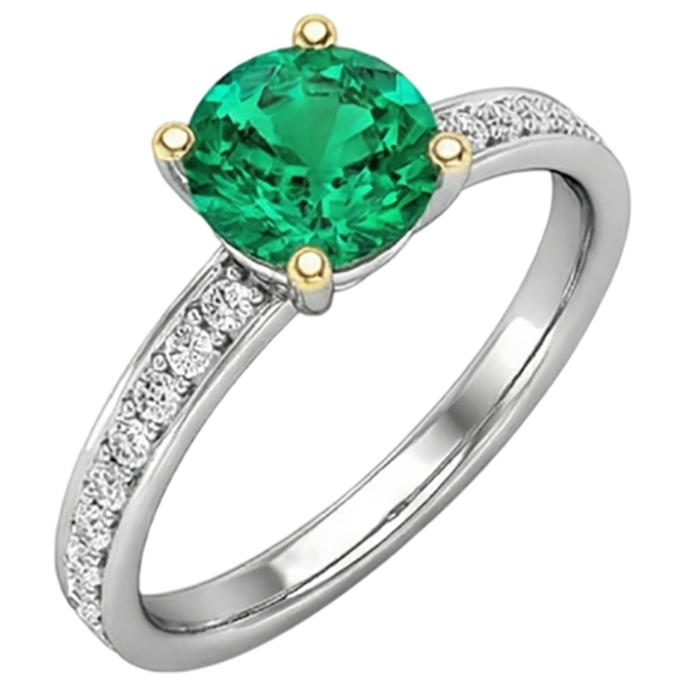 Earth-Mined Emerald Gemstone Ring – angle view