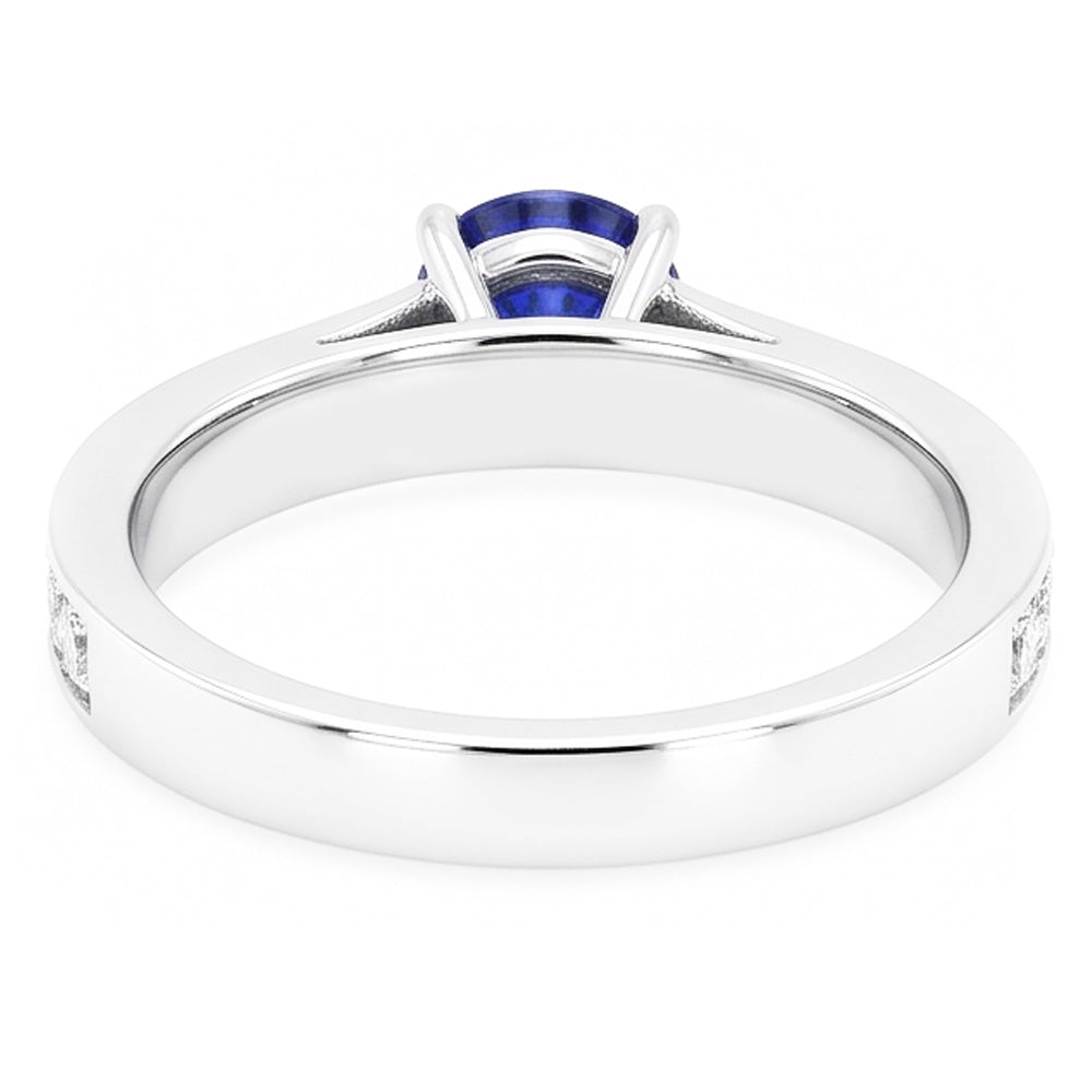 Round Engagement Ring Sapphire 2 Carats Channel Set Natural Earth Mined Diamond ( Not Lab Grown )s