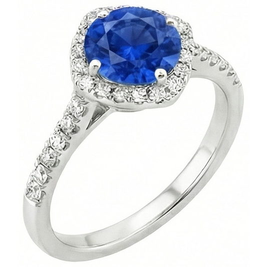 natural round sapphire 2.50ct ring side angle