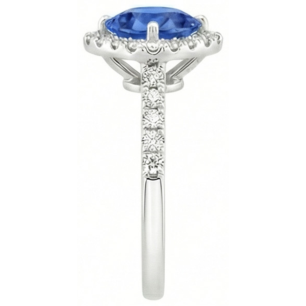 Round Gemstone From Sri Lanka Halo Ring