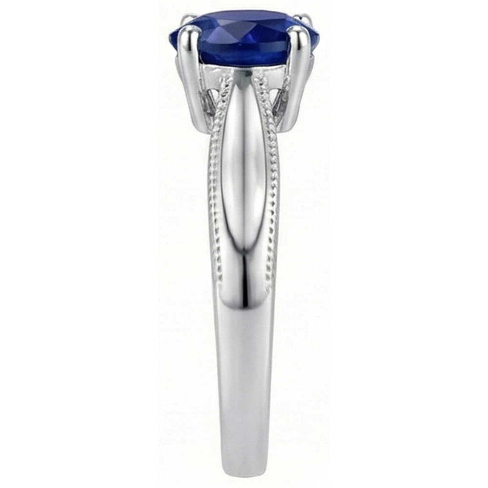 natural round sapphire 1ct ring top view