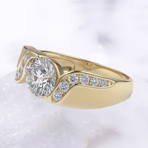 natural round diamond 1.80ct ring profile view