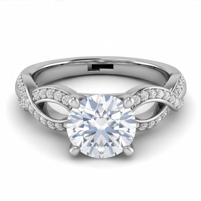 Round Genuine Natural Earth Mined Diamond ( Not Lab Grown )  Engagement Anniversary Ring 1.95 Carat Jewelry WG 14K
