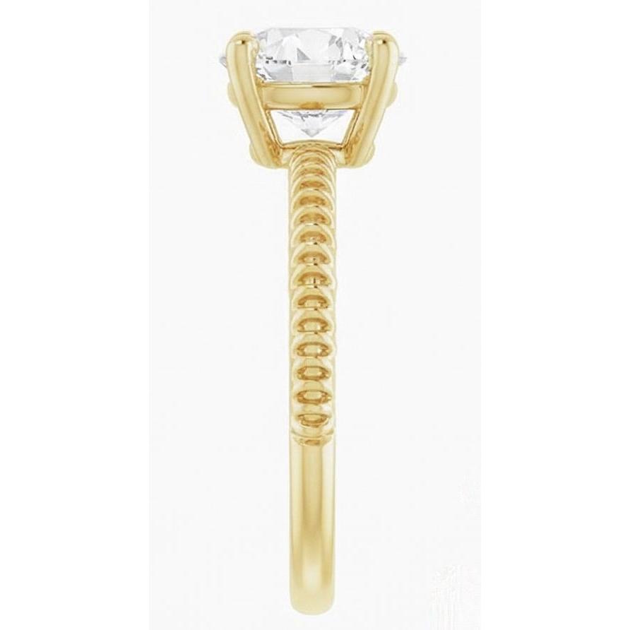 Brilliant Diamond Old Mine Cut Single Stone Ring in 14K Yellow Gold – profile view