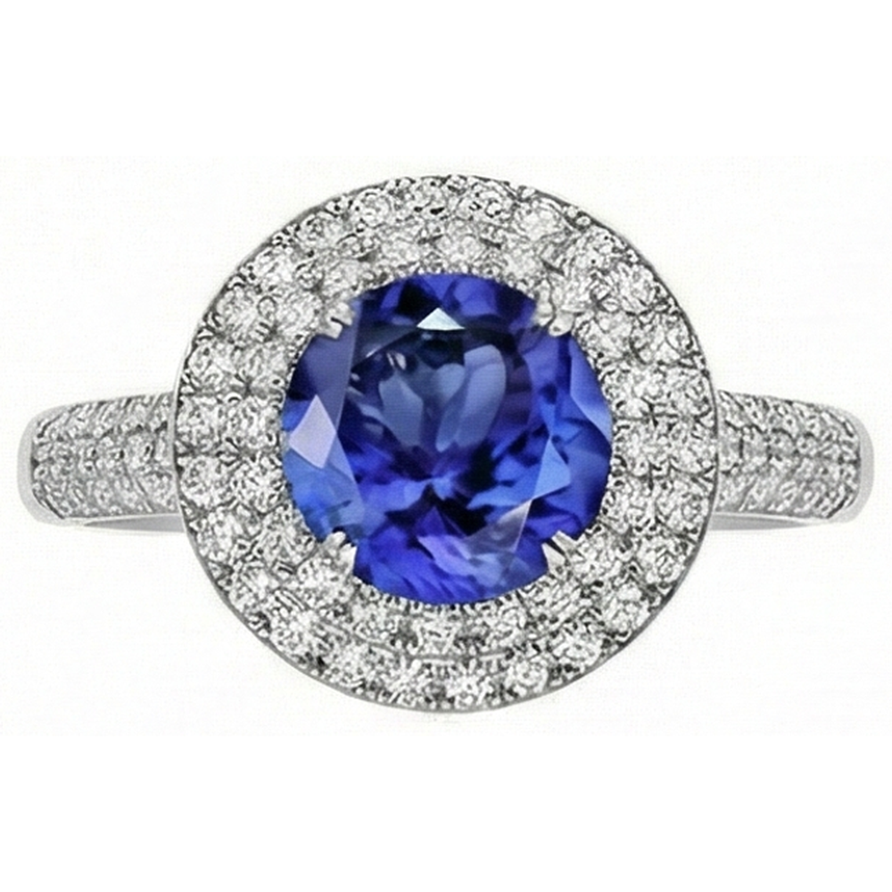 natural round tanzanite 2.65ct ring side angle