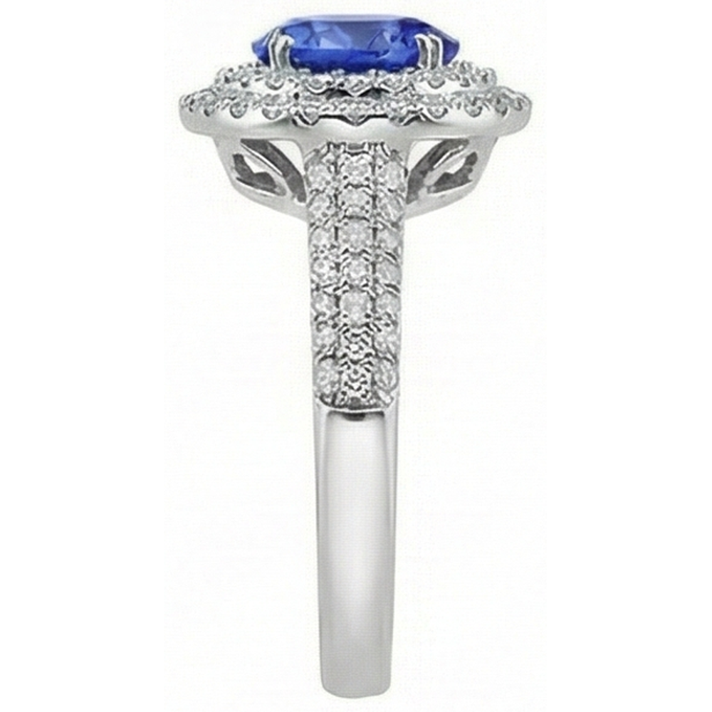 natural round tanzanite 2.65ct ring top view