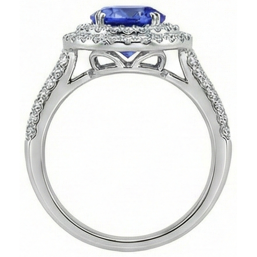 natural round tanzanite 2.65ct ring profile view