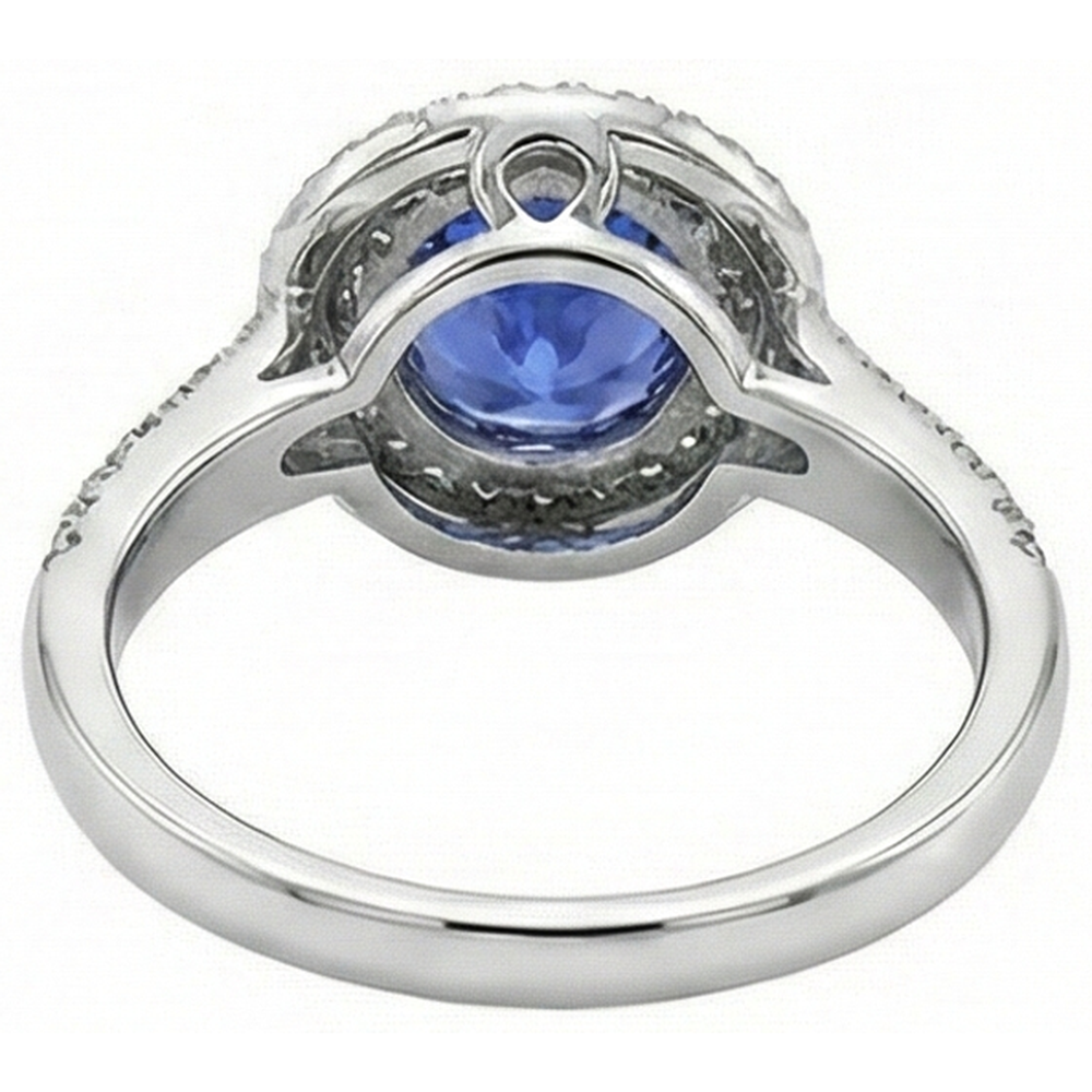 natural round tanzanite 2.65ct ring on white background