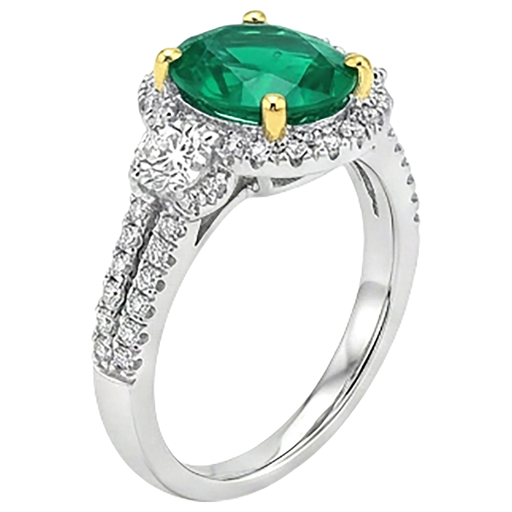 Radiant Emerald Gemstone Ring 2.50 ct – angle view