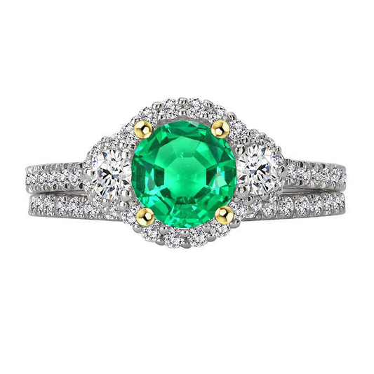 Emerald Gemstone Ring 2.50-ct 14 Karat Two Tone Gold – main view