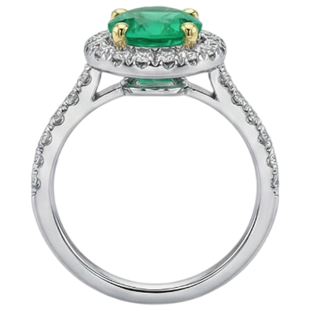 Gemstone Ring 14 Karat Two Tone Gold with Emerald – profile view