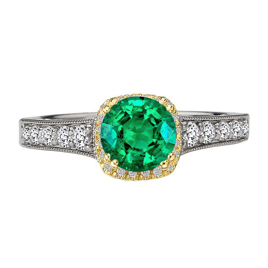 Emerald Precious Stone Ring 2.50-ct Two-Tone 14K Gold – main view