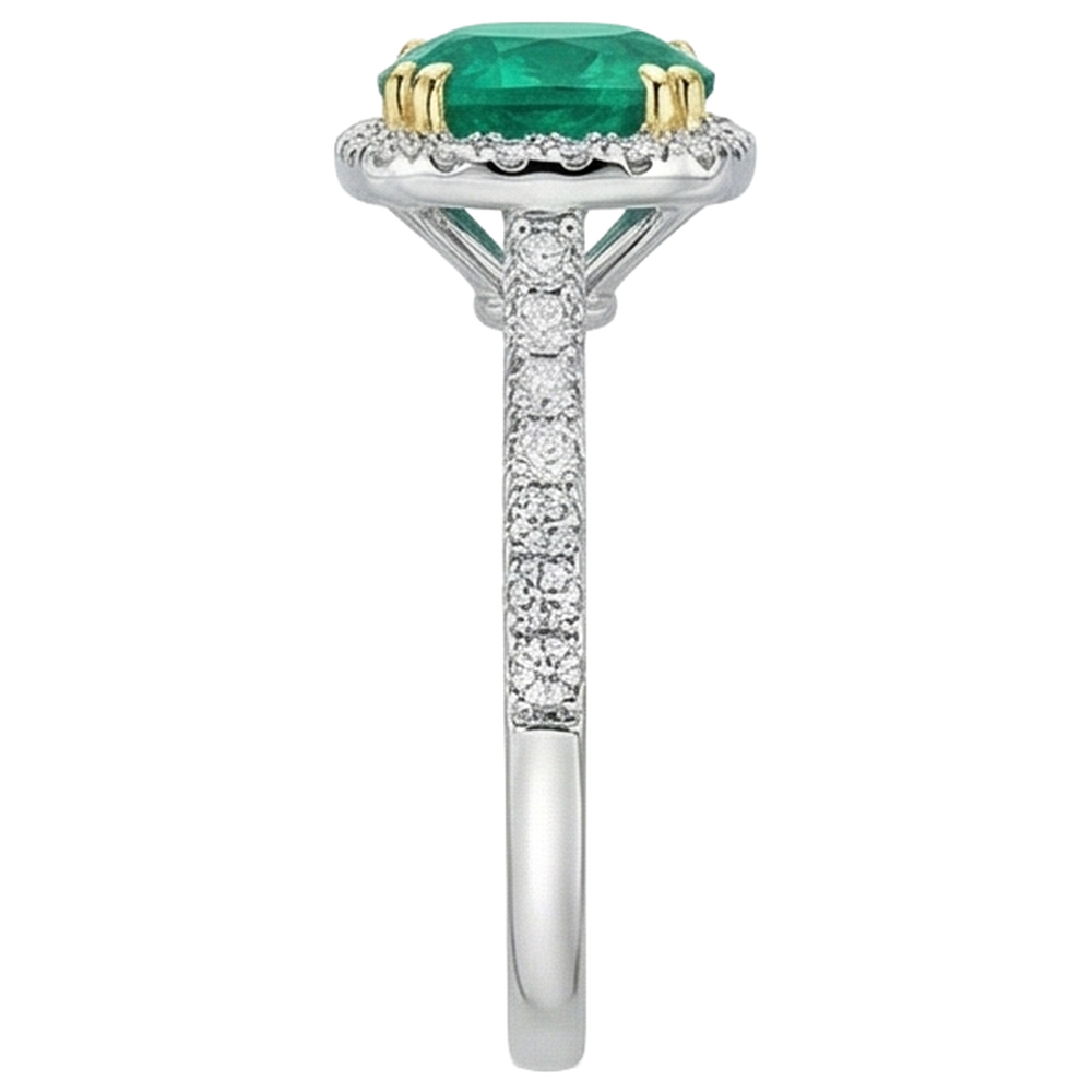Genuine Emerald Precious Stone Ring – top view