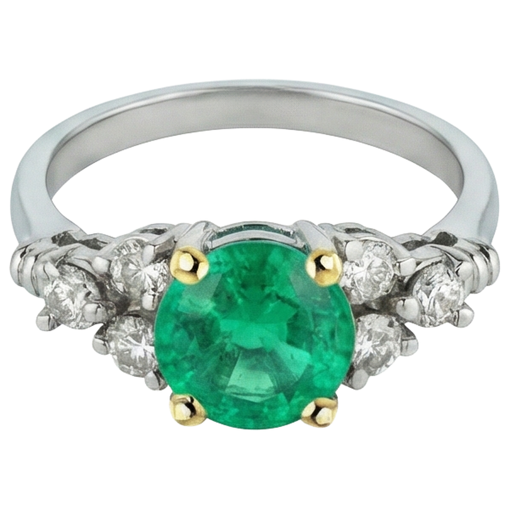 Handcrafted Fine Emerald Colored Stone Ring 3 ct – profile view
