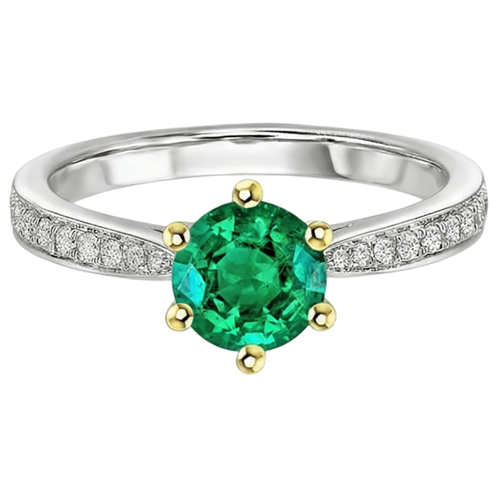 Emerald Colored Stone Ring 2.50-ct Two-Tone 14K Gold – side view