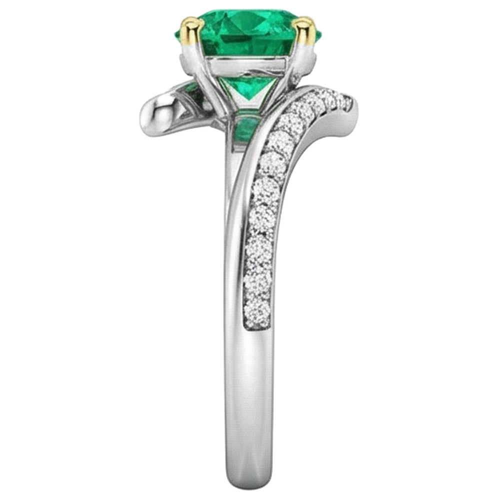 Custom Emerald Precious Stone Ring 2 ct – profile view