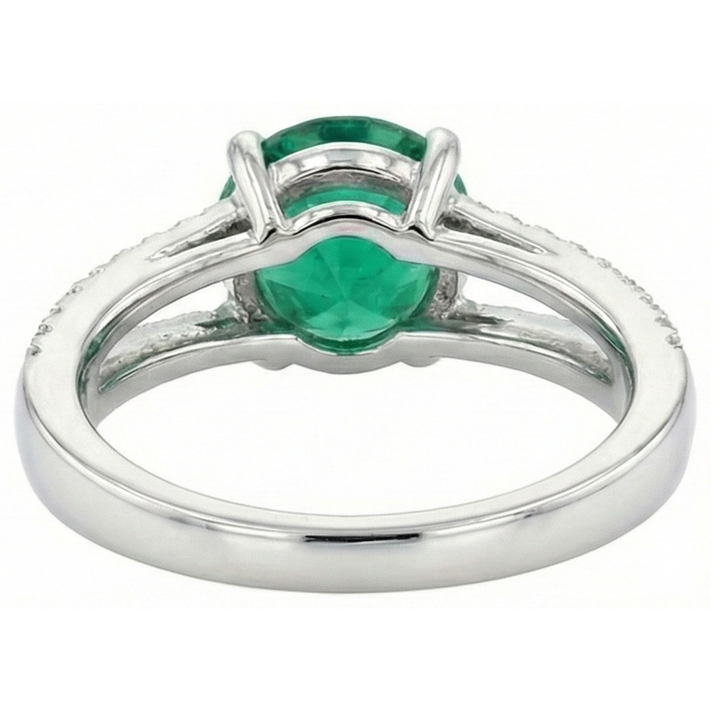 natural round emerald 3.75ct ring profile view