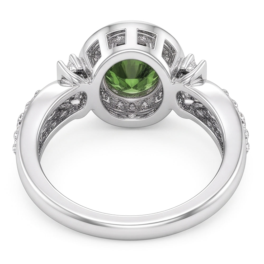 Round Green Sapphire Natural Earth Mined Diamond ( Not Lab Grown )  Ring White Gold Jewelry 1.35 Ct.