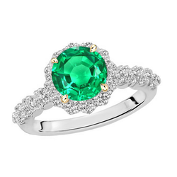 14 Karat Two Tone Gold Fine Emerald Colored Stone Ring – 3-ct