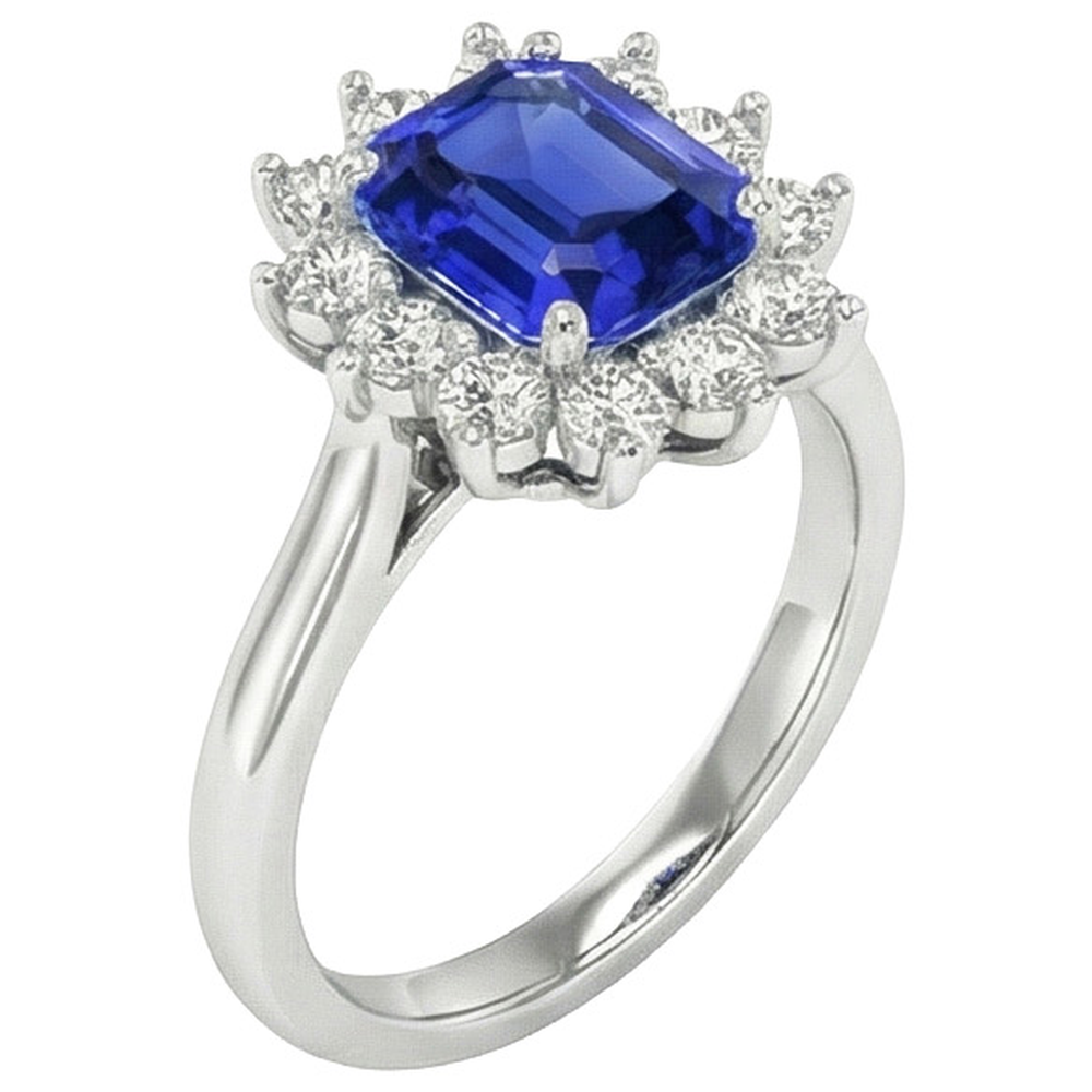 natural round sapphire 6.50ct ring close up detail