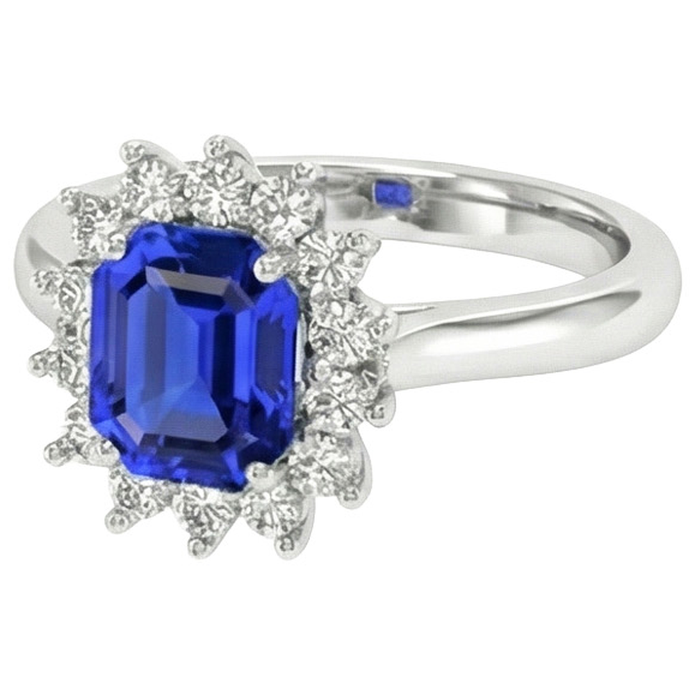 natural round sapphire 6.50ct ring front view