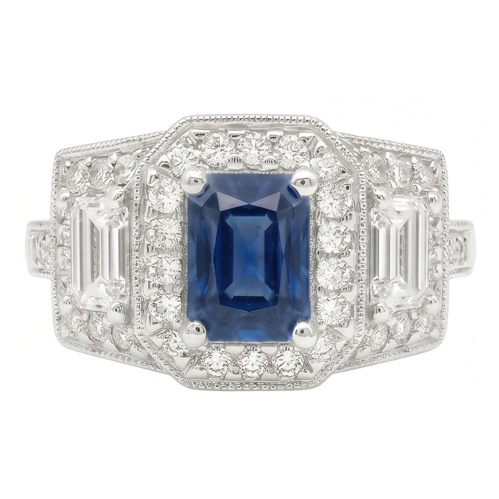 natural round sapphire 3ct ring side angle