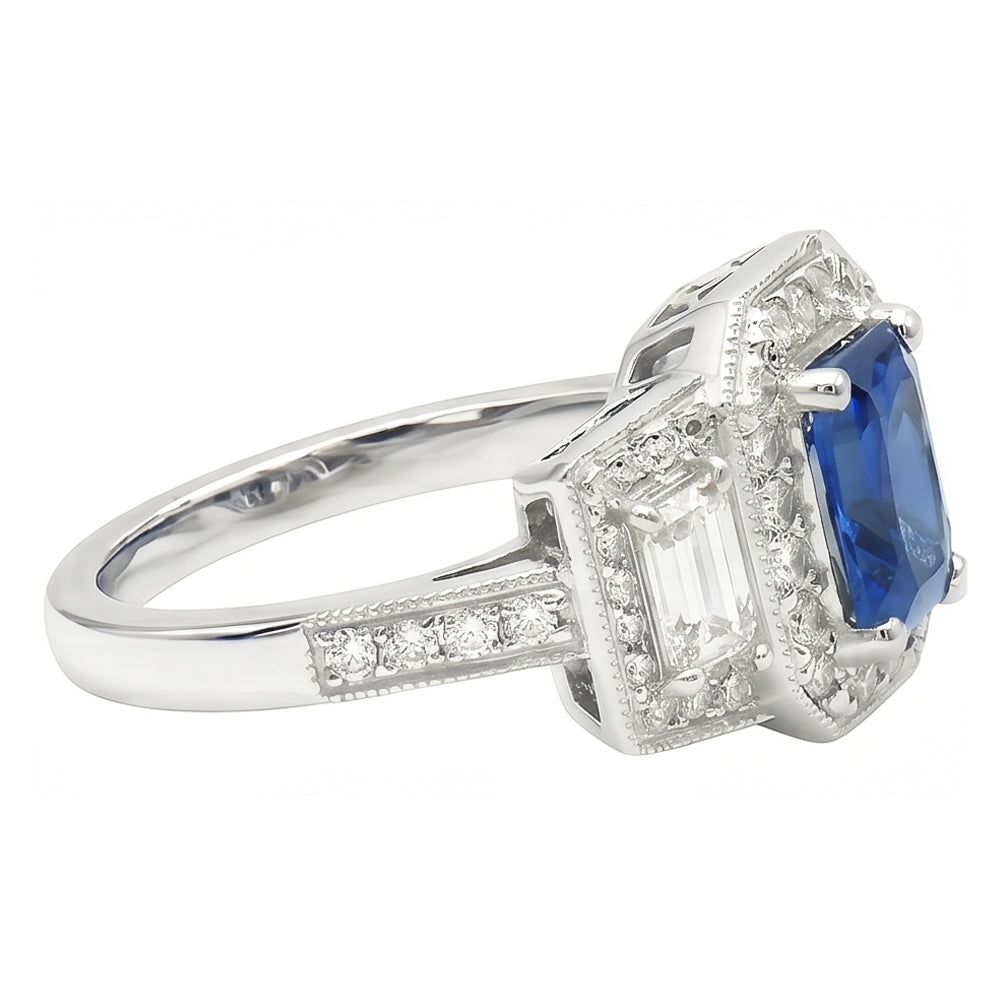 natural round sapphire 3ct ring top view