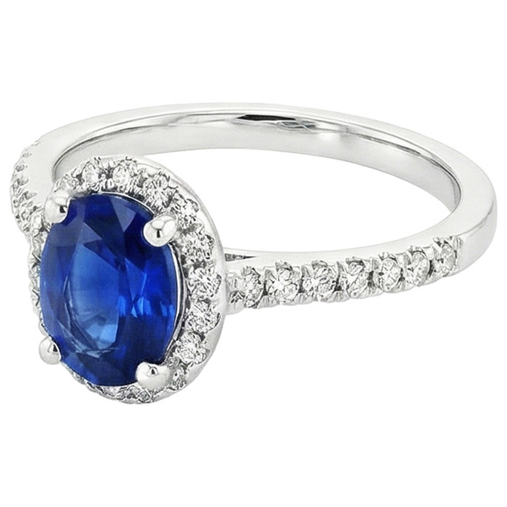 natural round sapphire 6ct ring top view