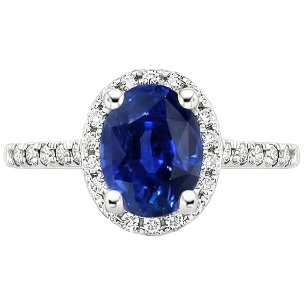 natural round sapphire 6ct ring close up detail