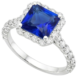 Natural Sapphire Ring 4.50ct - White Gold 14K