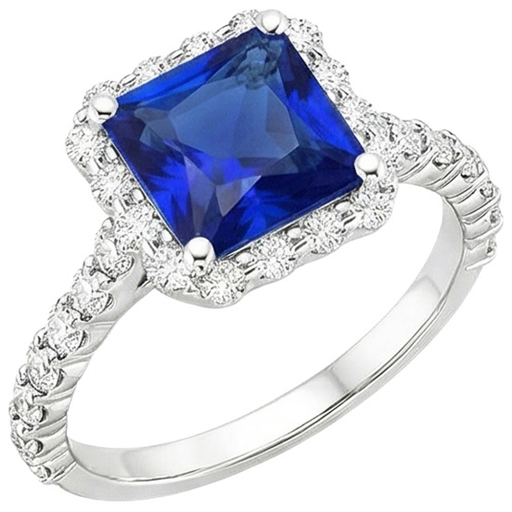natural round sapphire 4.50ct ring top view