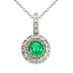 Authentic Fine Emerald Gemstone Pendant 1 ct – 14K Two Tone Gold