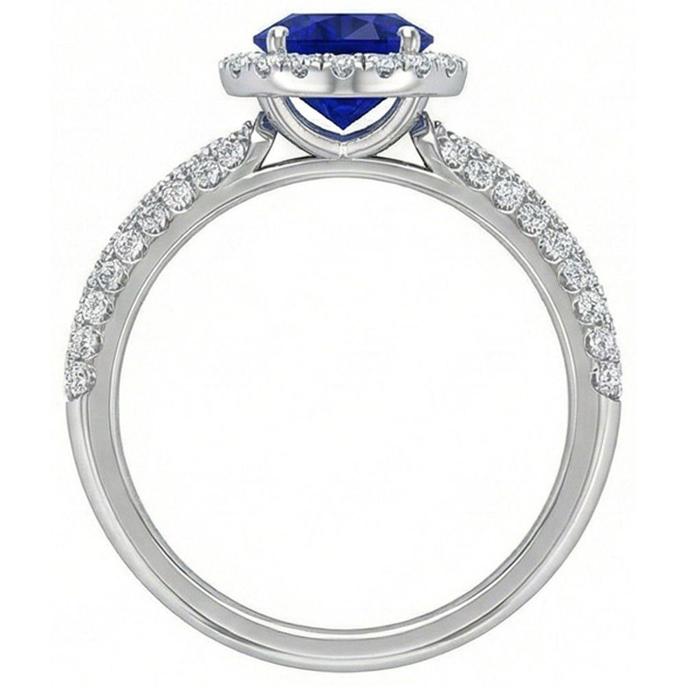 natural round sapphire 3ct ring top view