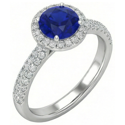 Natural Sapphire Ring 3ct - White Gold 14K