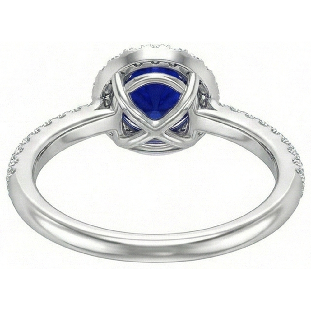 natural round sapphire 3ct ring profile view